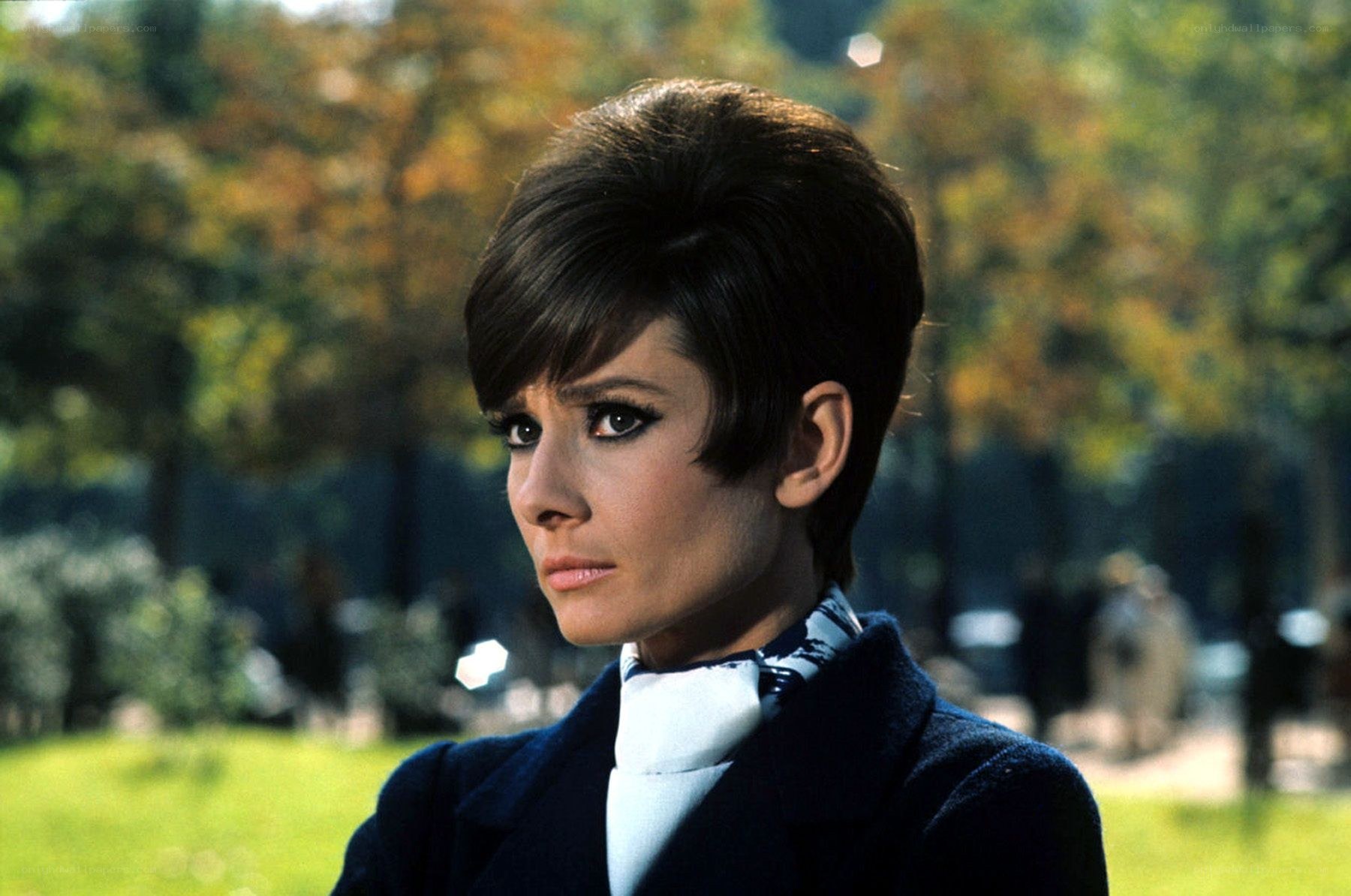 Audrey Hepburn in a park