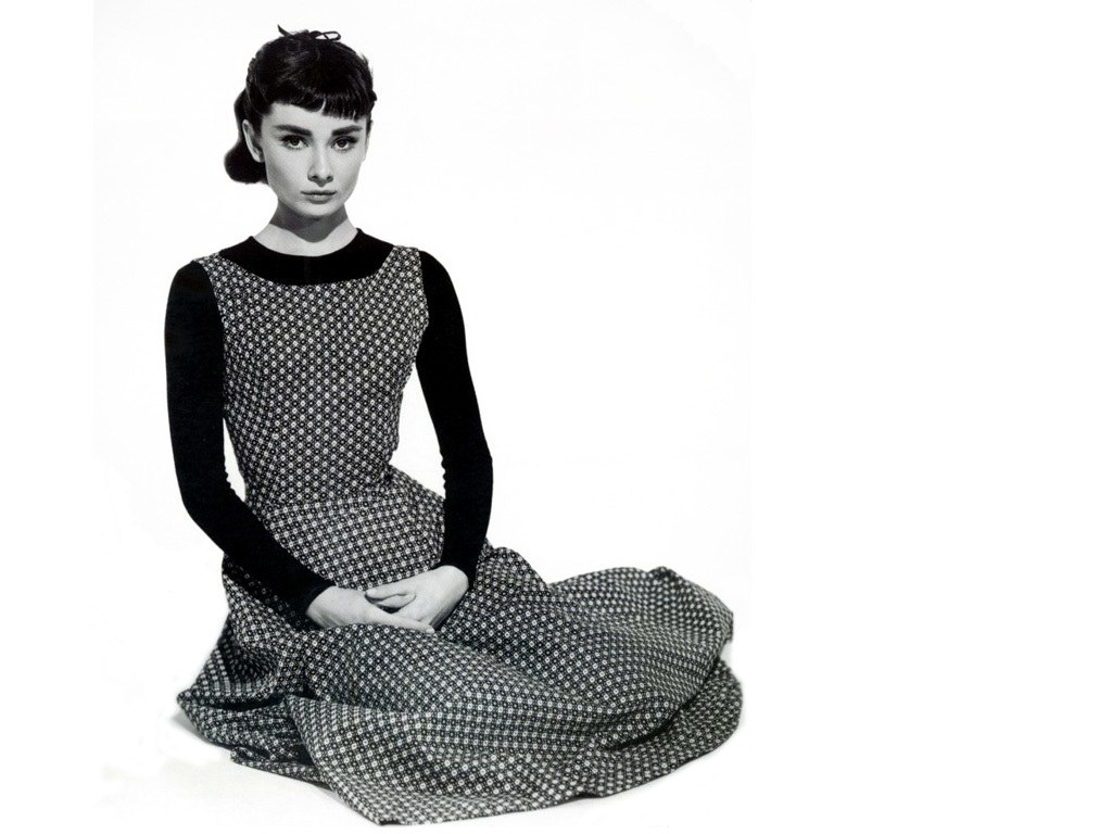 Audrey Hepburn in a patterned dress