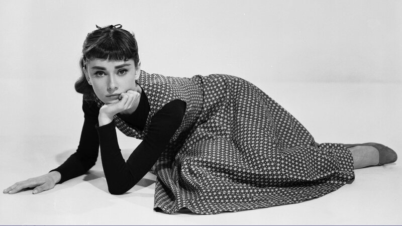 Audrey Hepburn in a patterned dress