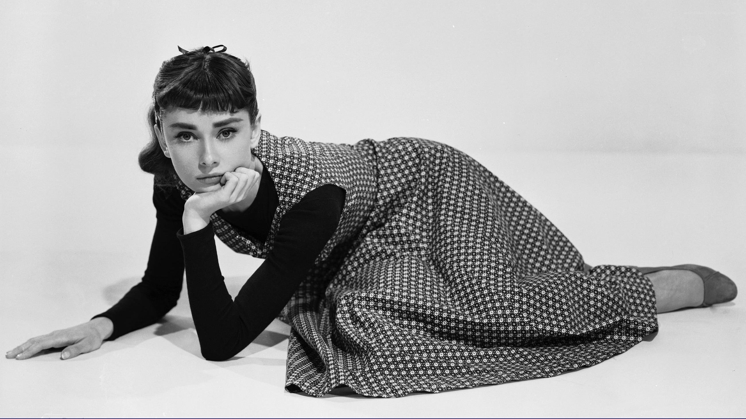 Audrey Hepburn in a patterned dress