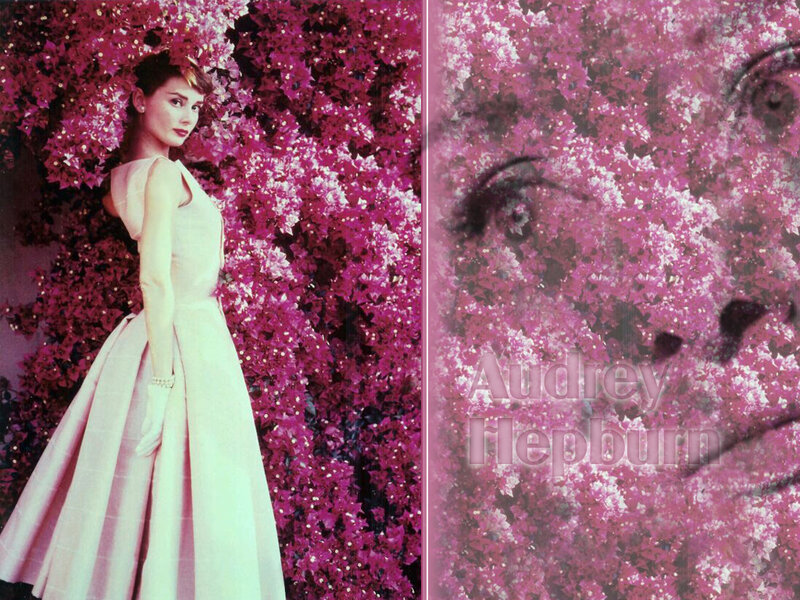 Audrey Hepburn in a pink dress