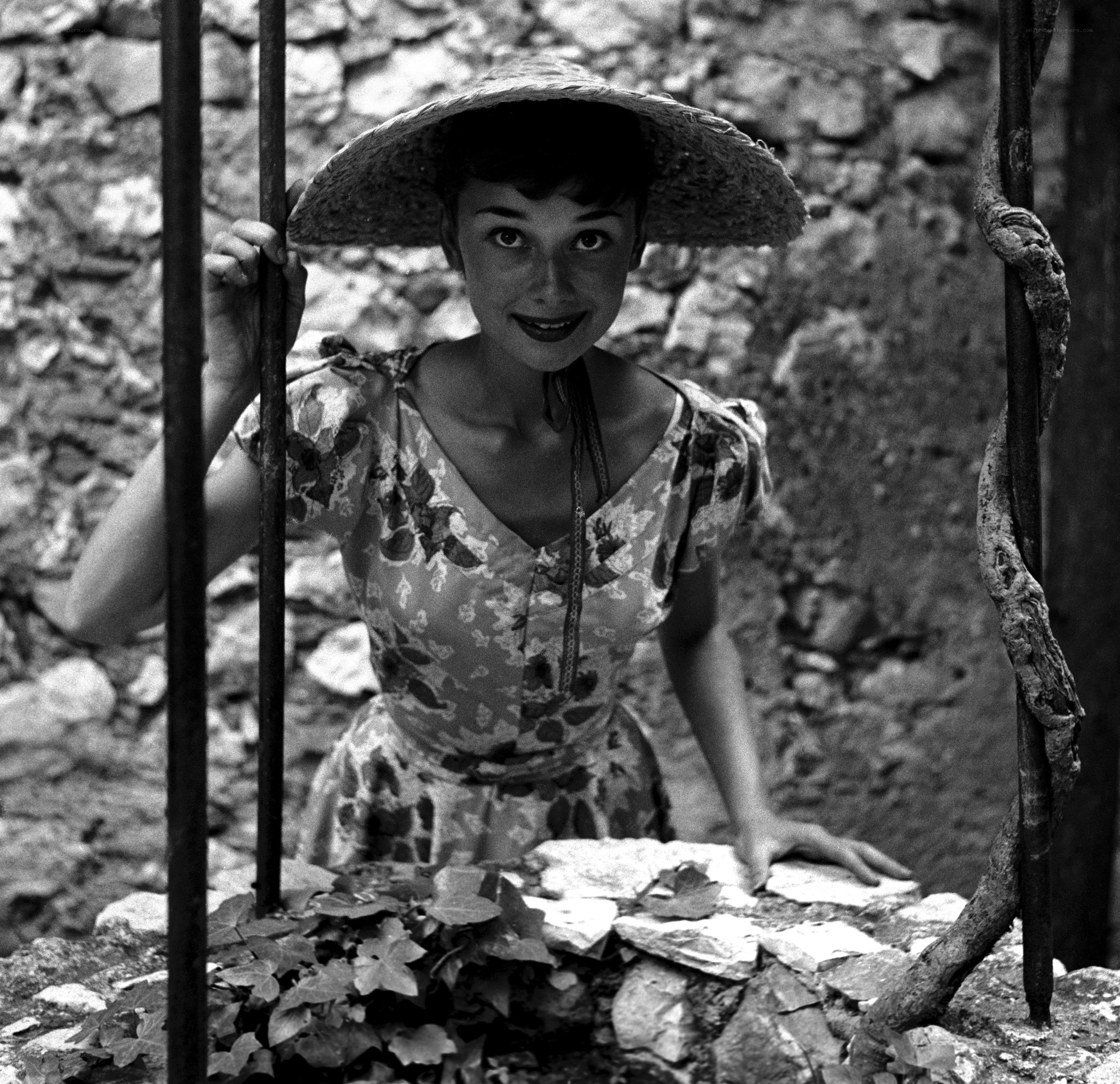 Audrey Hepburn in a straw hat