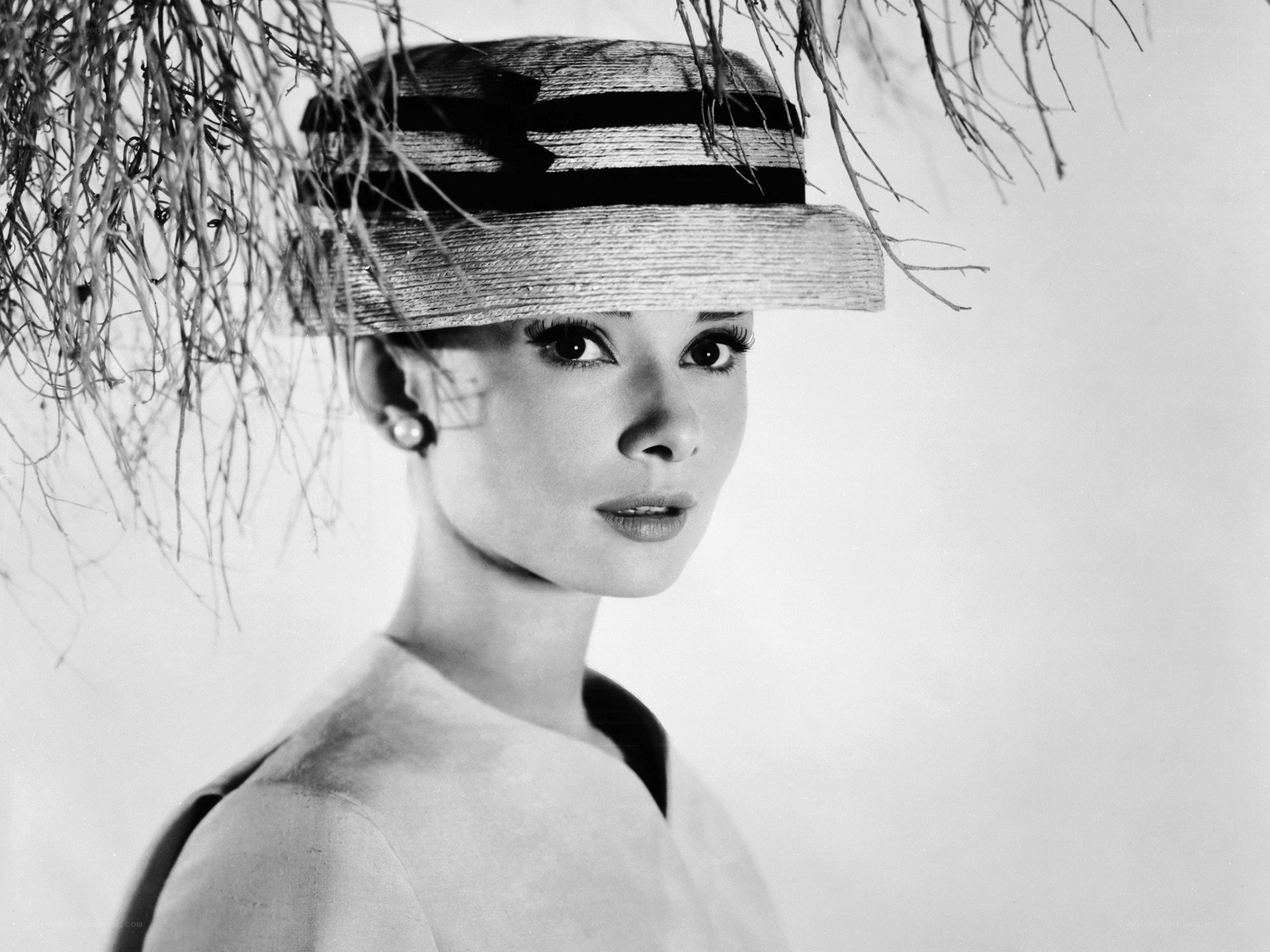 Audrey Hepburn in a straw hat