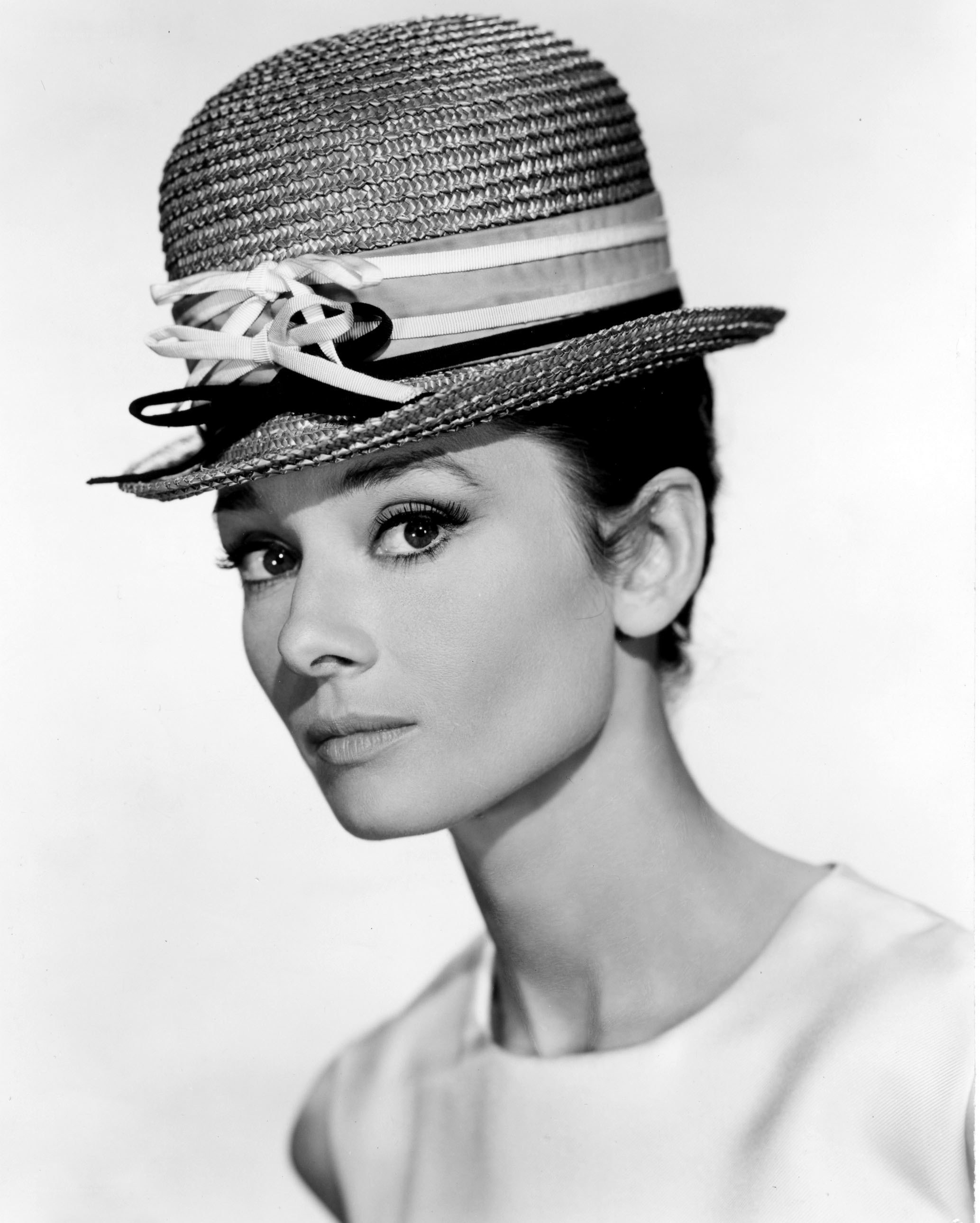 Audrey Hepburn in a straw hat
