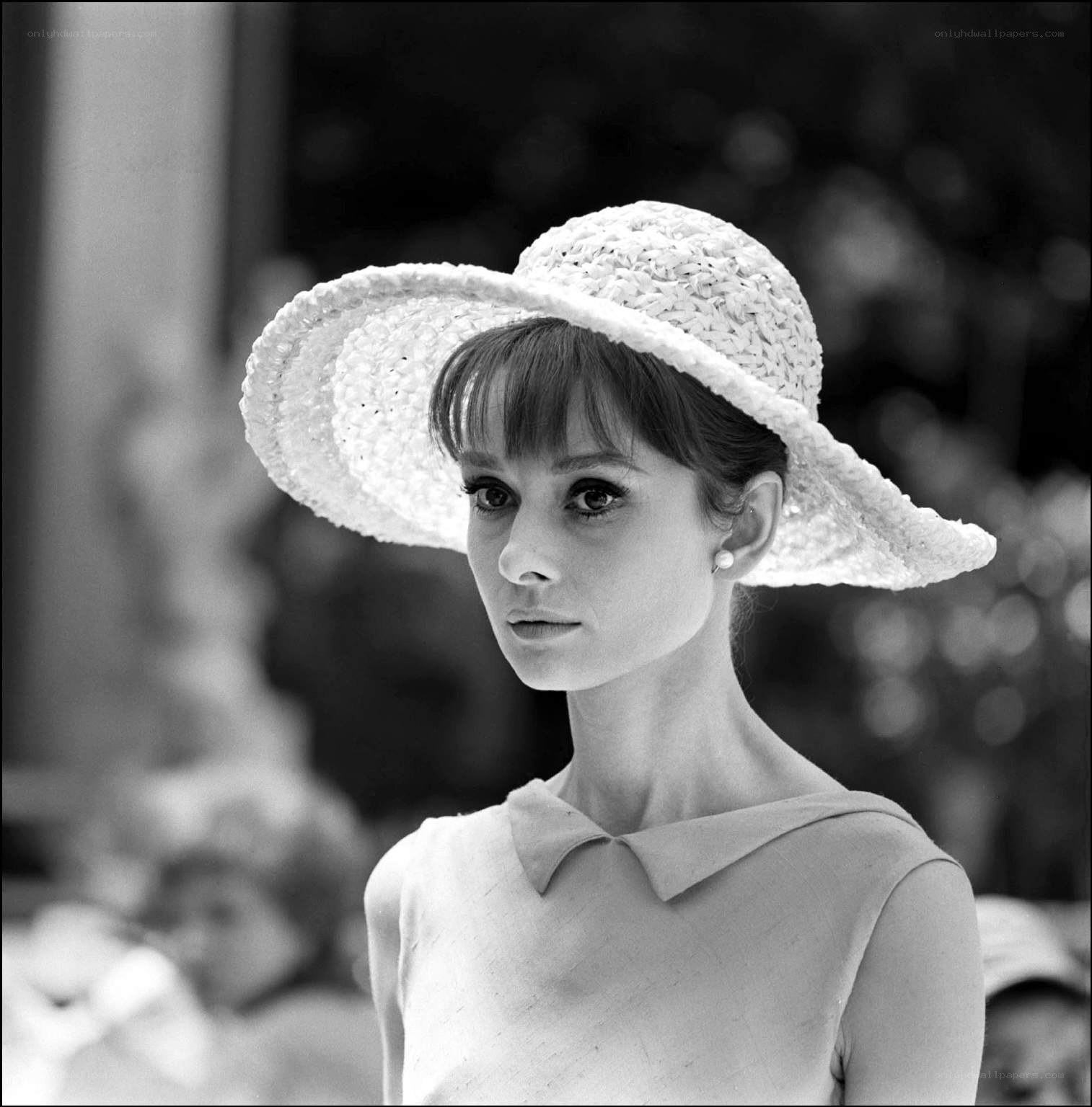 Audrey Hepburn in a white hat