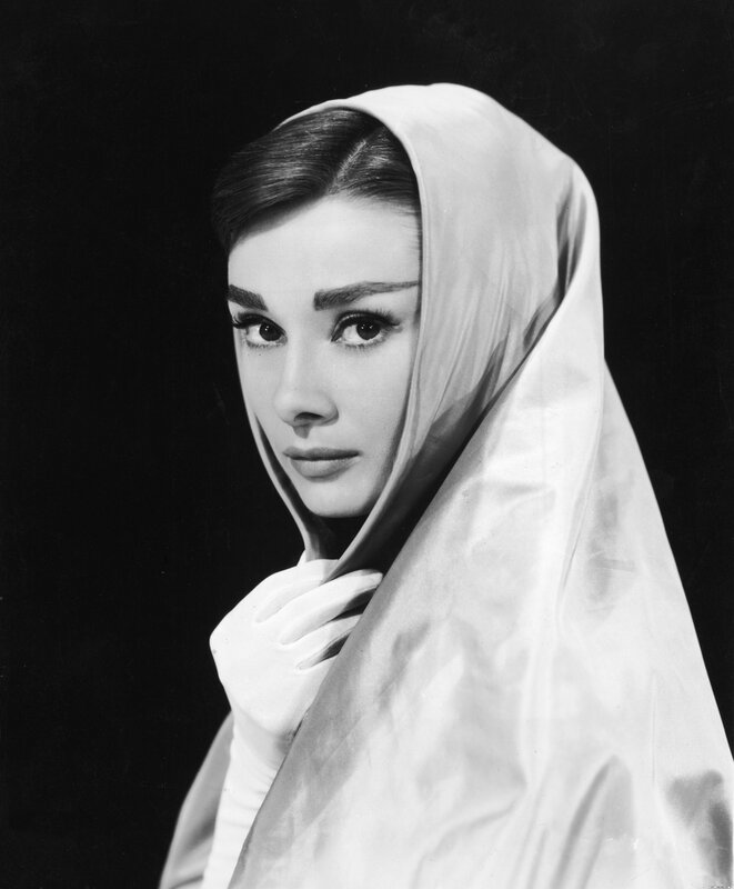 Audrey Hepburn in a white scarf