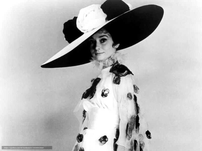 Audrey Hepburn in a wide-brimmed hat