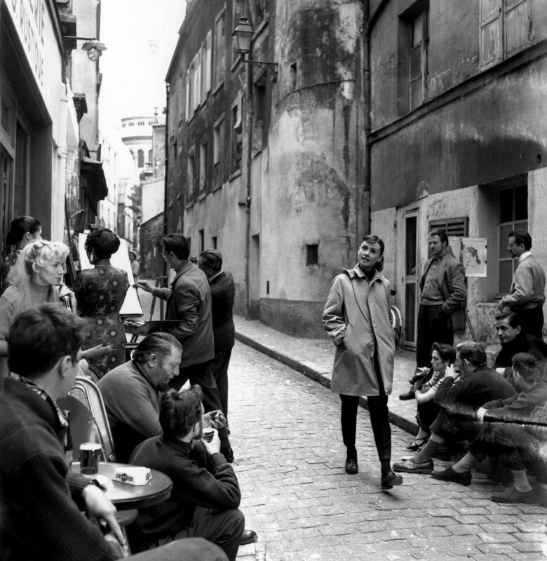 Audrey Hepburn in Paris street scene