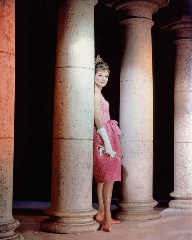 Audrey Hepburn in pink dress