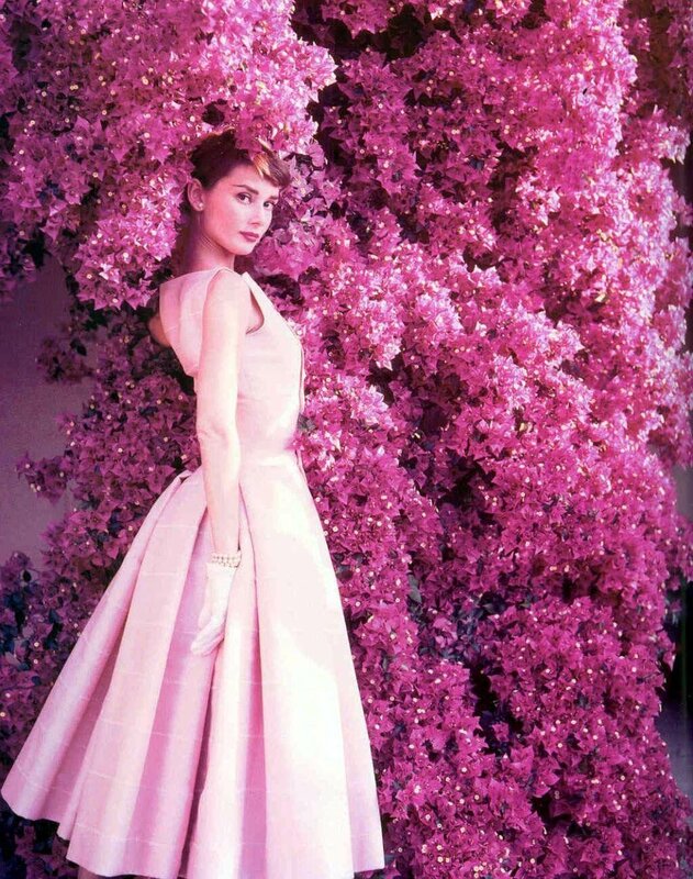 Audrey Hepburn in pink dress