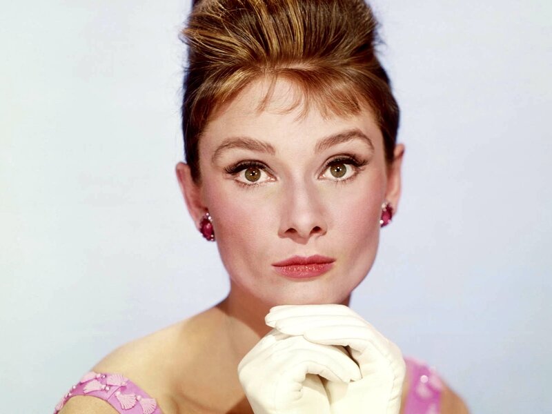 Audrey Hepburn in pink dress