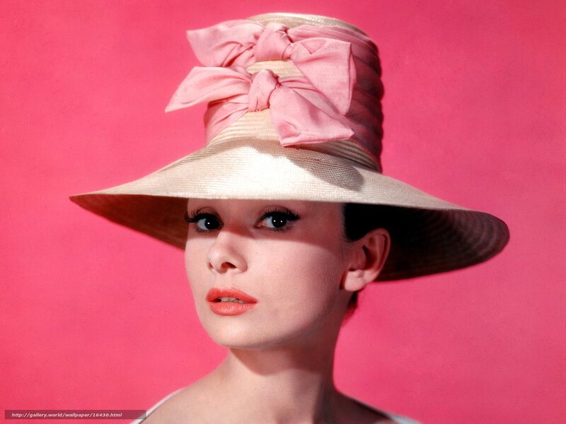 Audrey Hepburn in pink hat