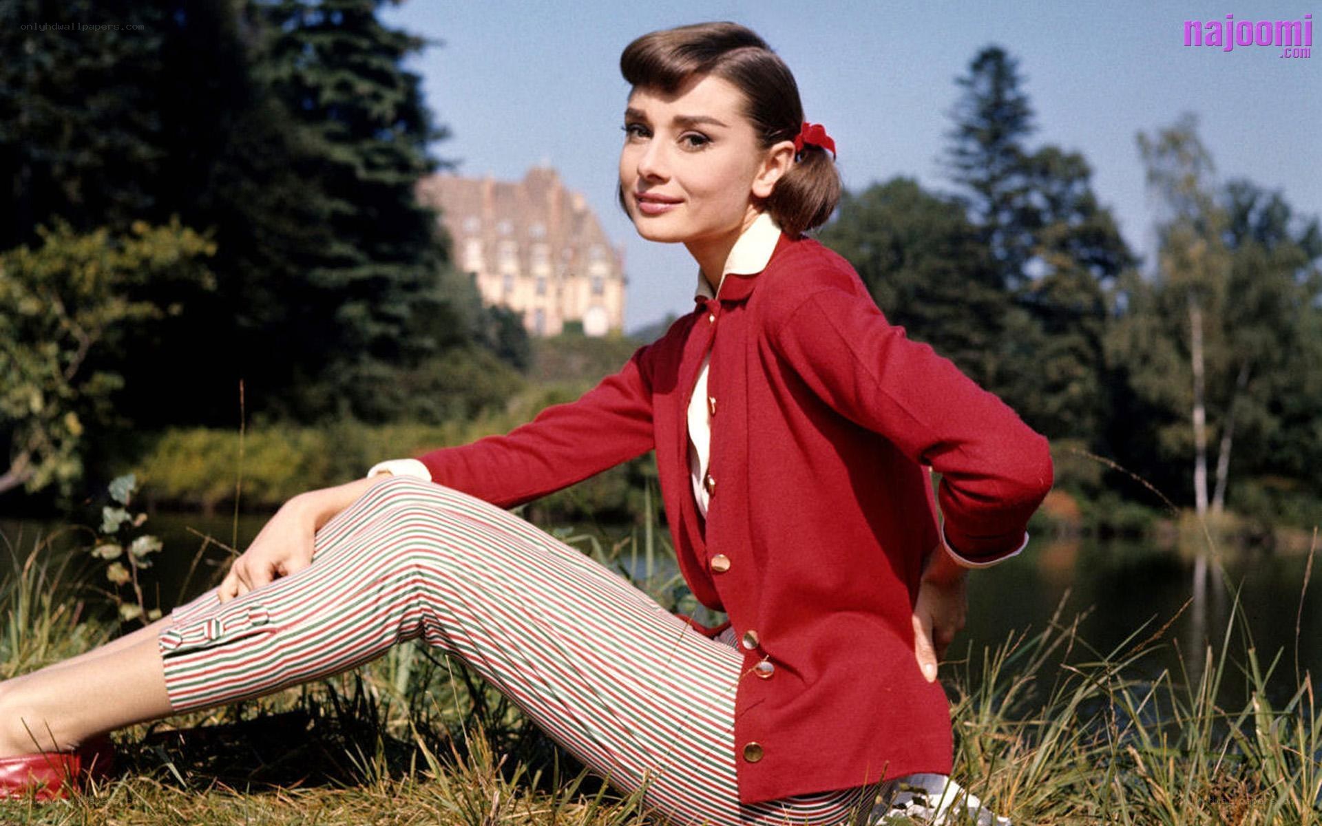 Audrey Hepburn in red jacket