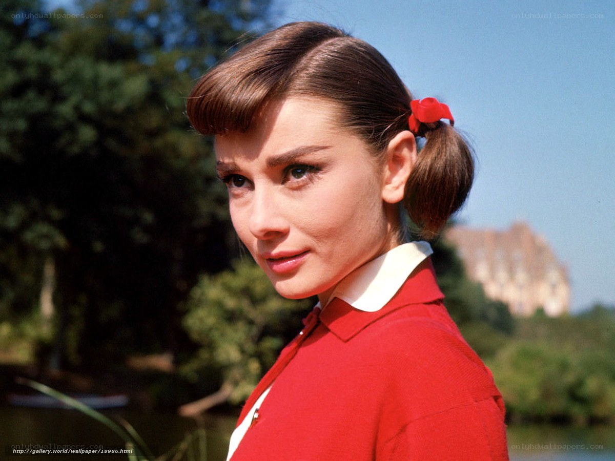 Audrey Hepburn in red sweater
