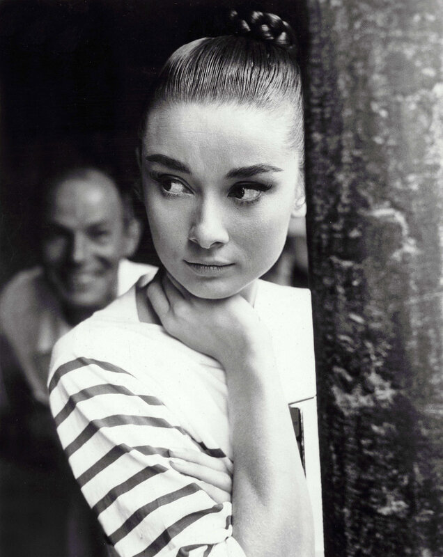 Audrey Hepburn in striped shirt