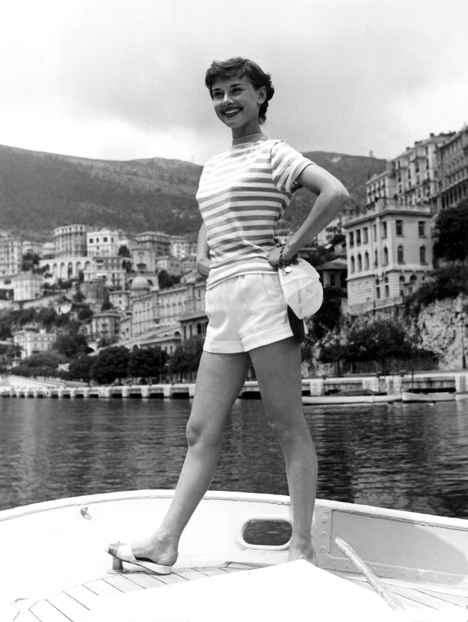 Audrey Hepburn on a boat