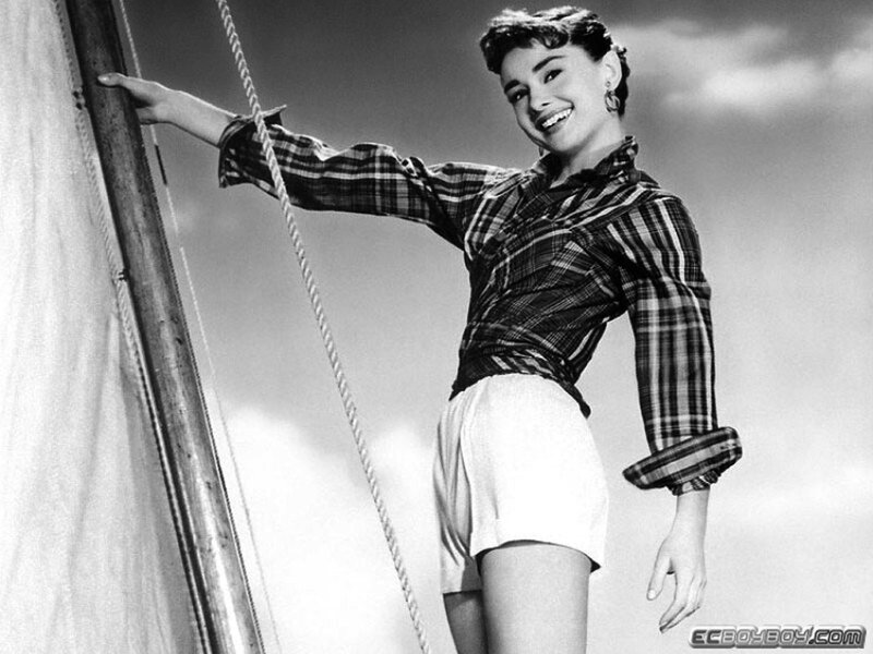 Audrey Hepburn on a sailboat