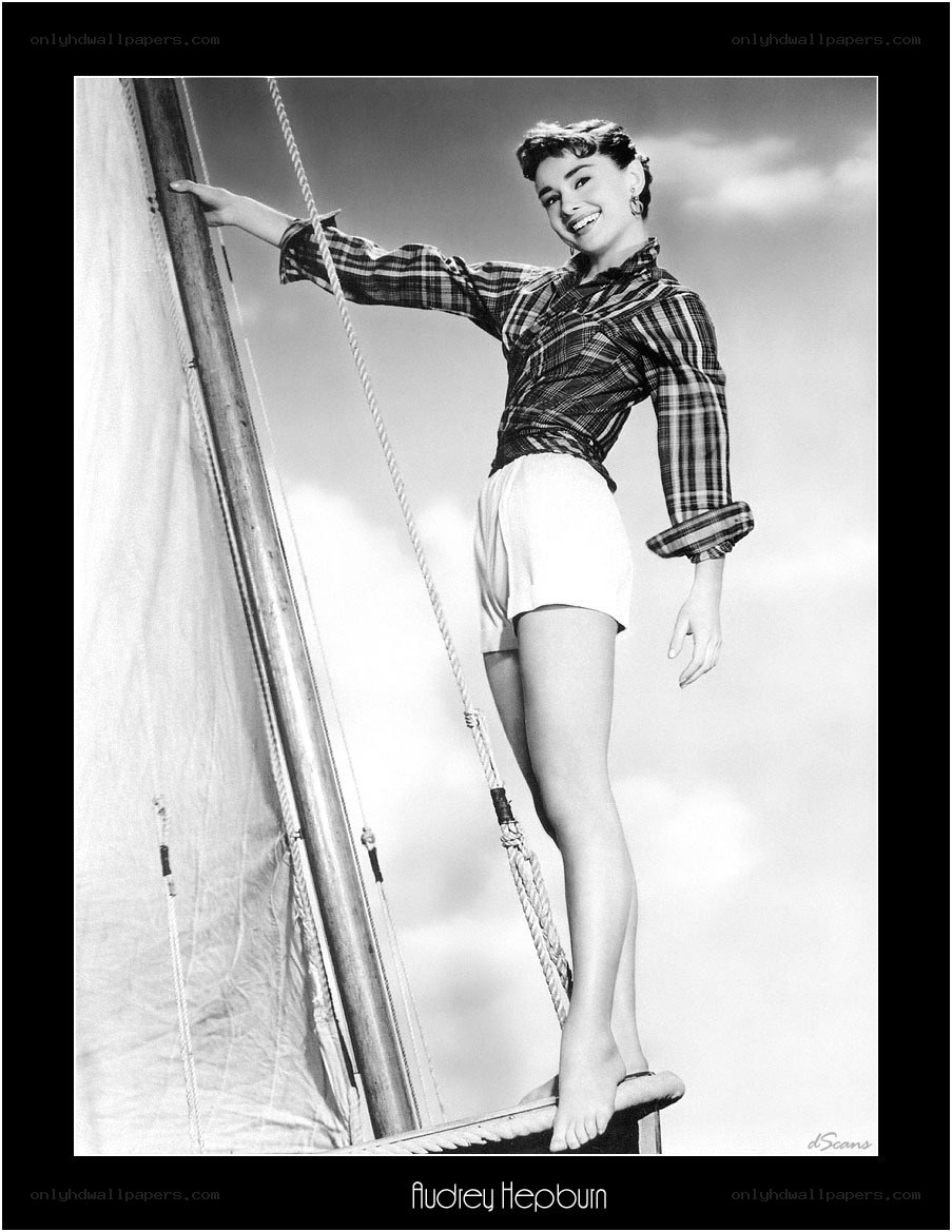 Audrey Hepburn on a sailboat