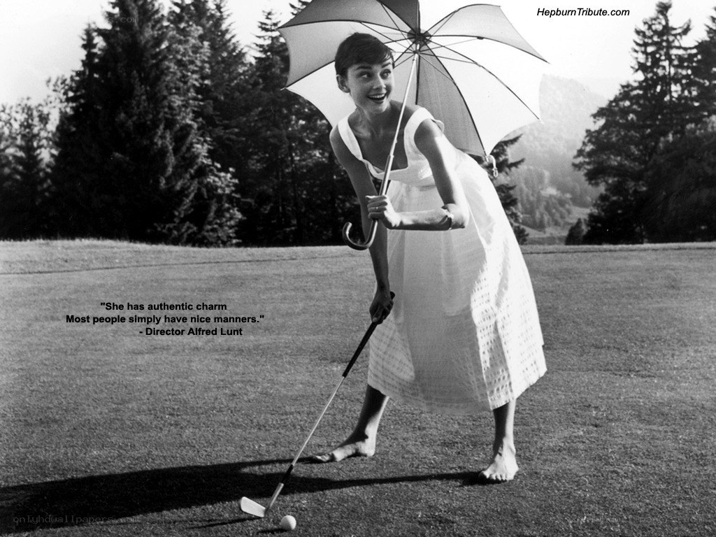 Audrey Hepburn playing golf