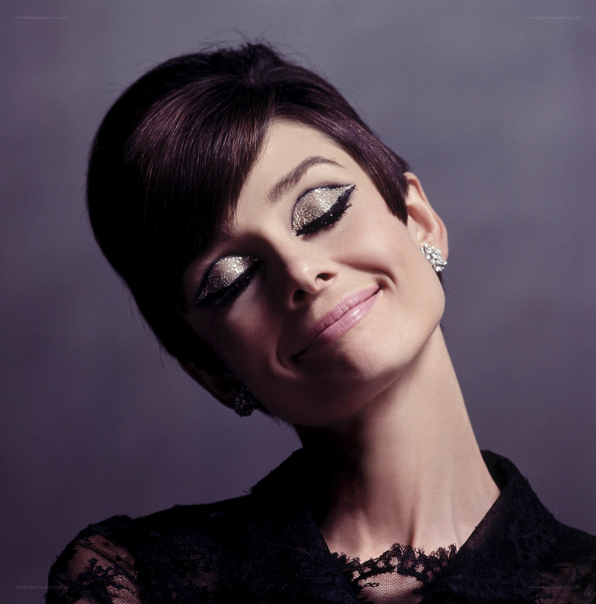 Audrey Hepburn with glitter eyes