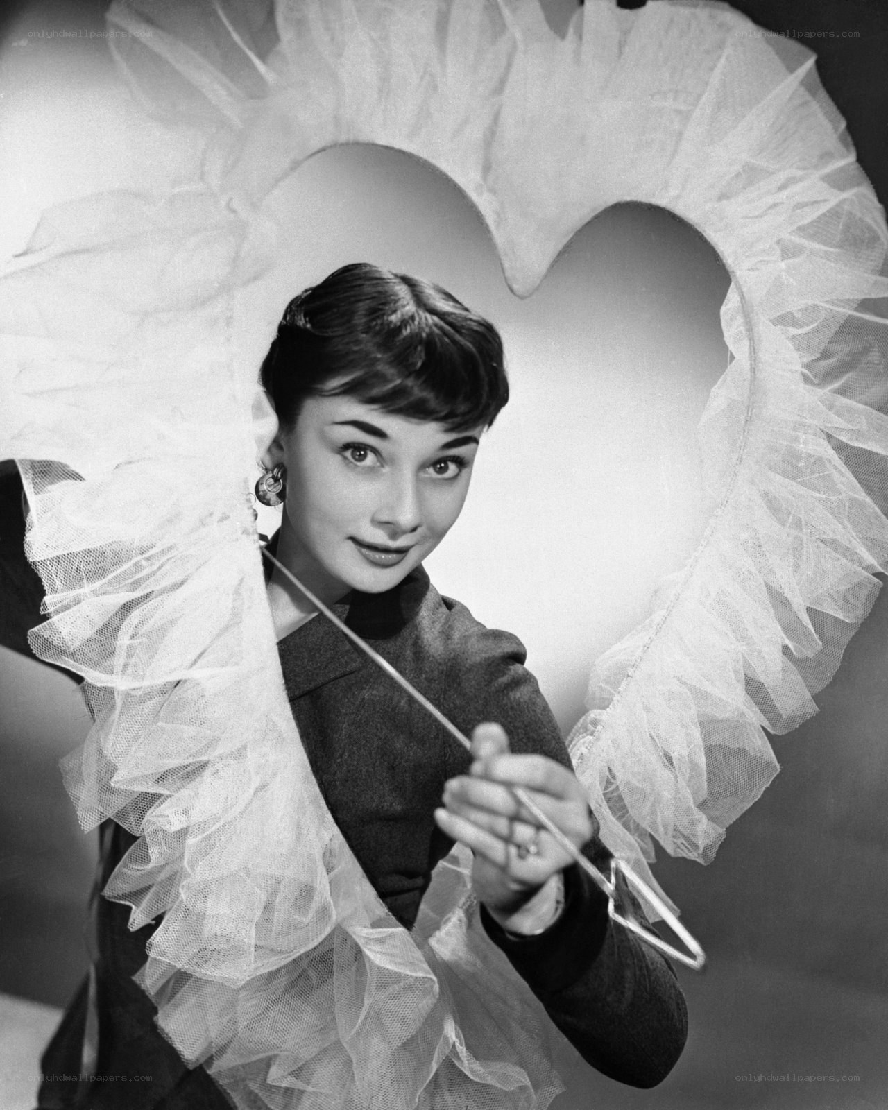 Audrey Hepburn with heart prop