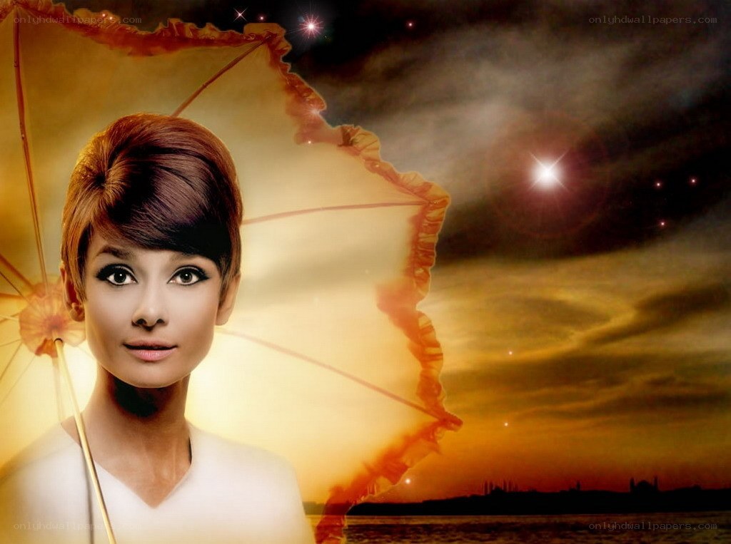 Audrey Hepburn with umbrella