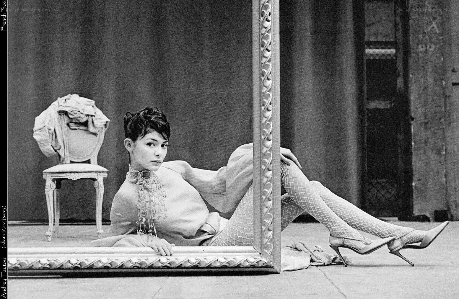 Audrey Tautou in a mirror