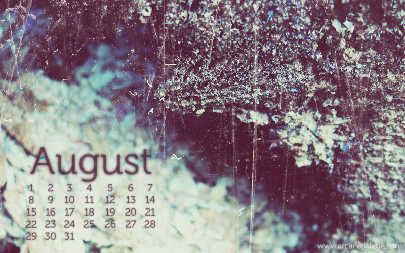 August calendar with vintage texture