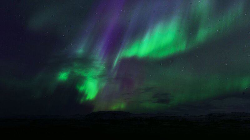 Aurora Borealis Display — Green, Dramatic, Night, Photograph, Night Sky, Stars, Landscape