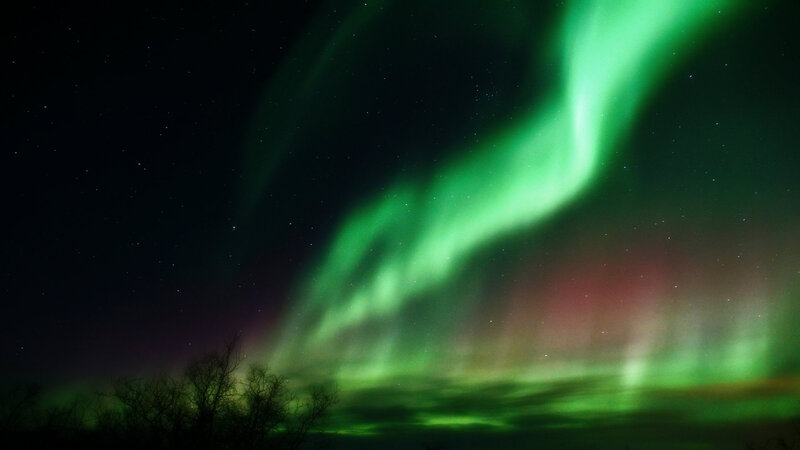 Aurora Borealis Display — Green, Dramatic, Night, Photograph, Stars