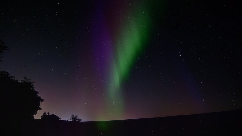 Aurora Borealis Display — Green, Serene, Night, Photograph