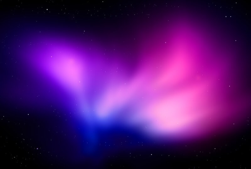 Aurora Borealis Display — Purple, Serene, Night, Digital Art, Stars, Night Sky