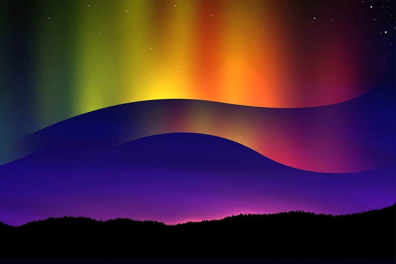 Aurora Borealis Display — Purple, Serene