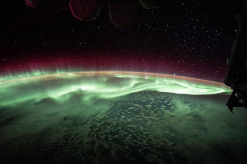 Aurora Borealis from Space — Green, Dramatic, Night, Photograph