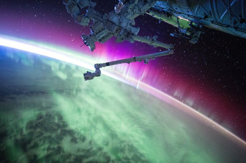 Aurora Borealis from Space — Green, Dramatic, Night