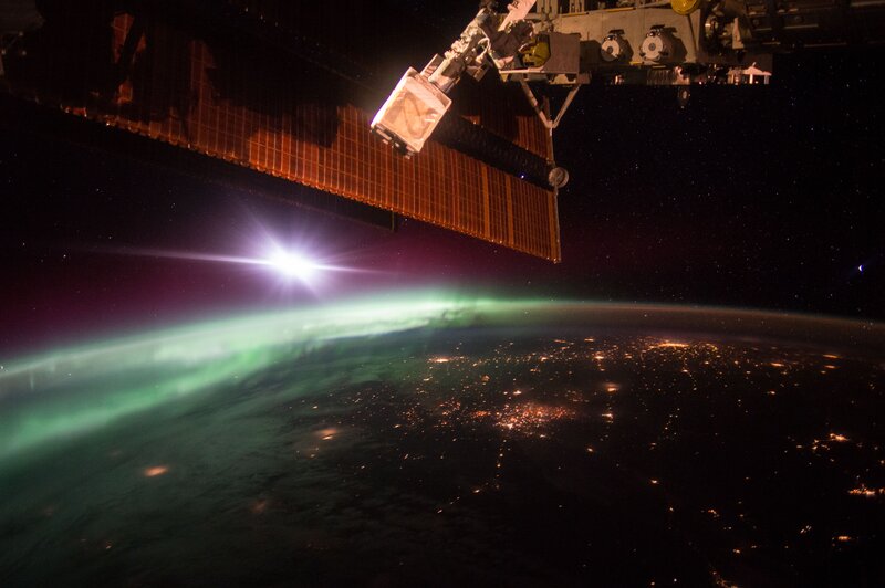 Aurora Borealis from Space — Green, Dramatic