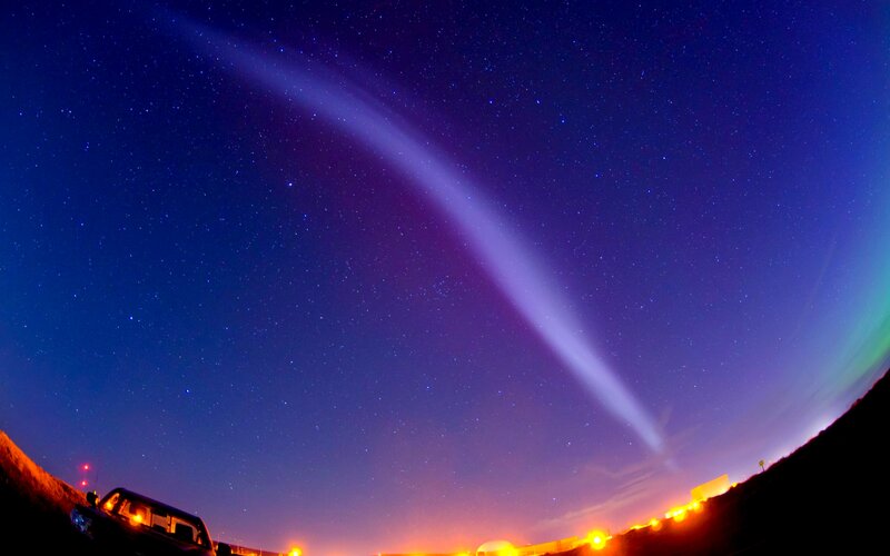 Aurora Borealis in Night Sky — Blue, Dramatic