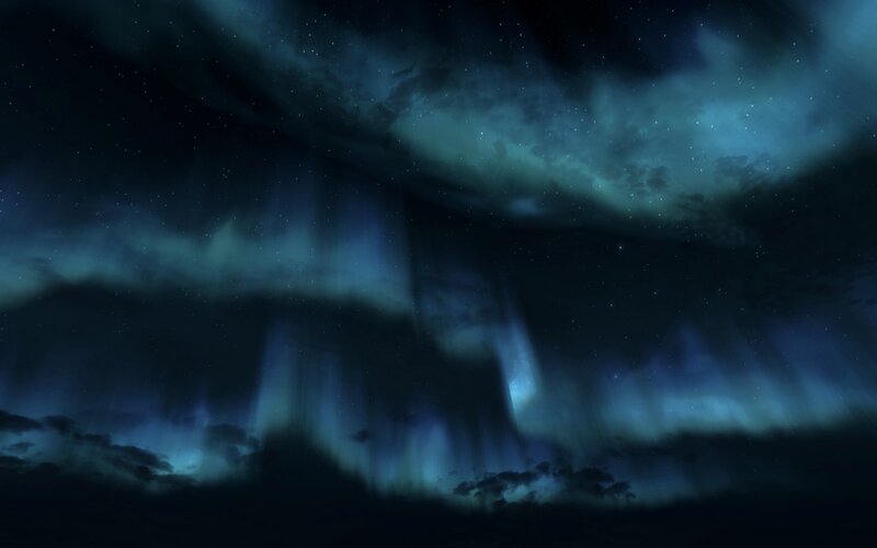 Aurora Borealis in Night Sky — Blue