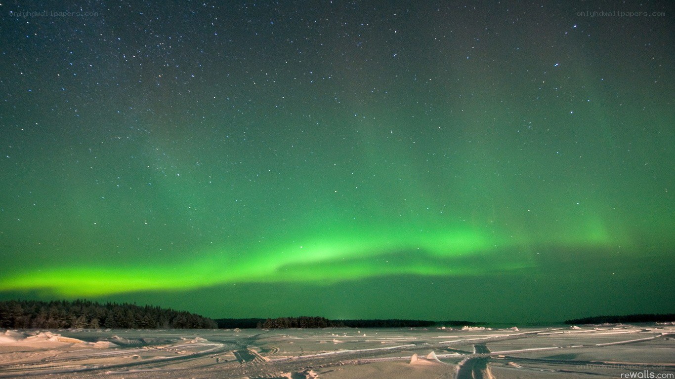 Aurora borealis over a frozen landscape