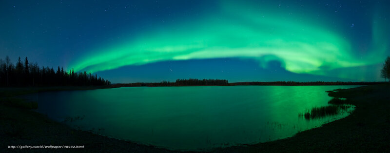 Aurora borealis over a lake