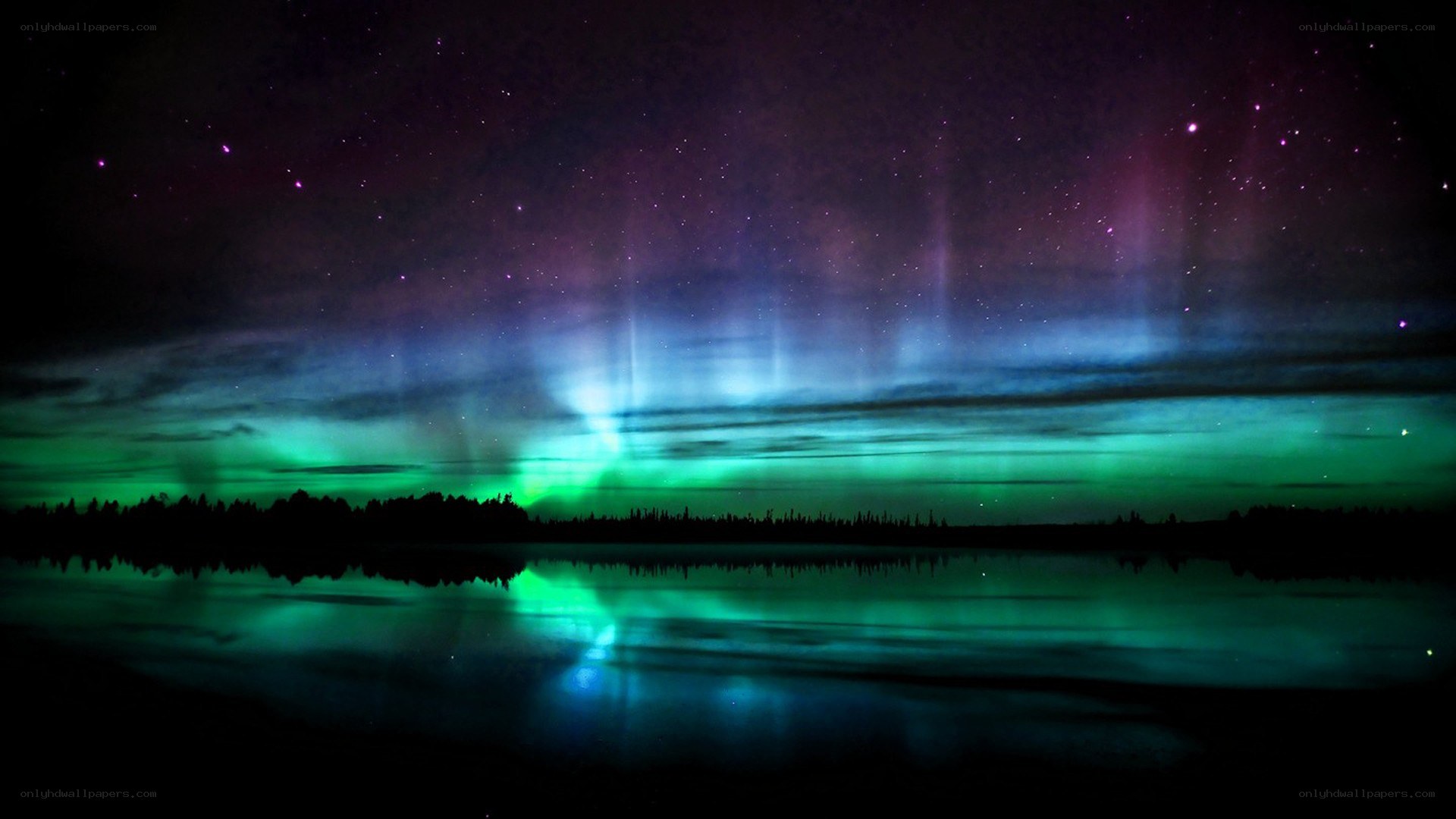 Aurora borealis over a lake