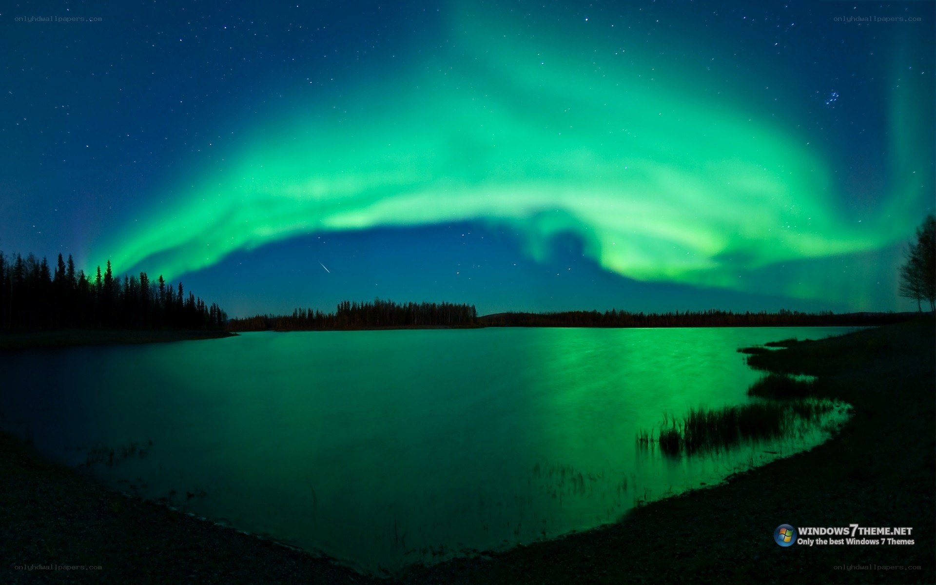 Aurora borealis over a lake