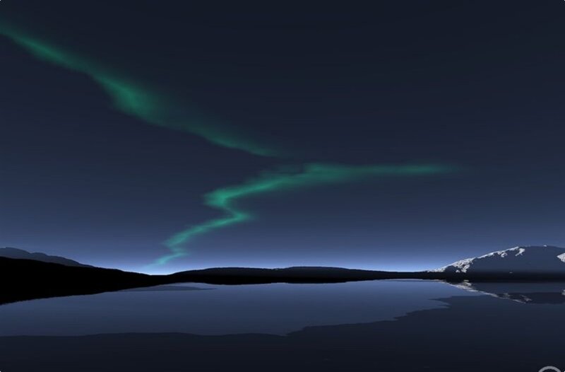 Aurora borealis over a lake