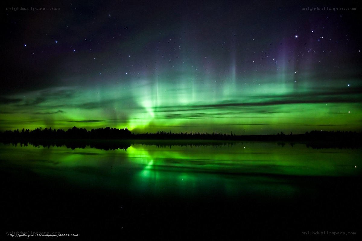 Aurora borealis over a lake