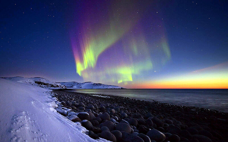 Aurora Borealis over Beach