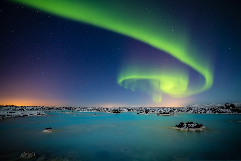 Aurora Borealis over Blue Lagoon