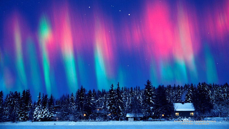 Aurora Borealis over Cabin — Blue