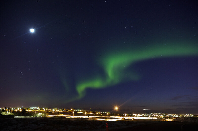 Aurora Borealis over City