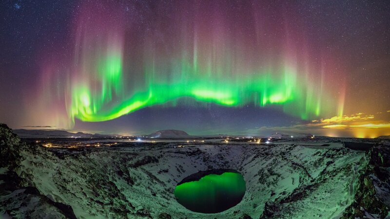 Aurora Borealis over Crater