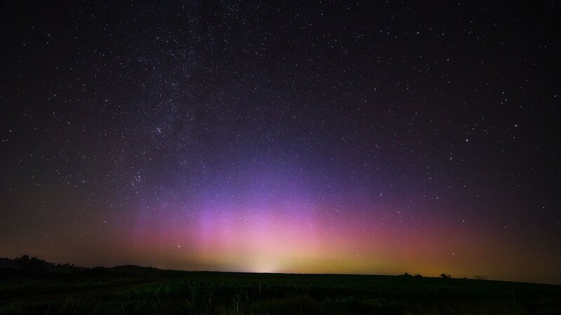 Aurora Borealis over Field — Purple